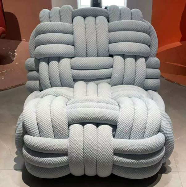 Nordic Knitty Knotted Woven Sofa Chair Living Room Designer Moooi Knitted Leisure Chair Unique Beanbag Chair