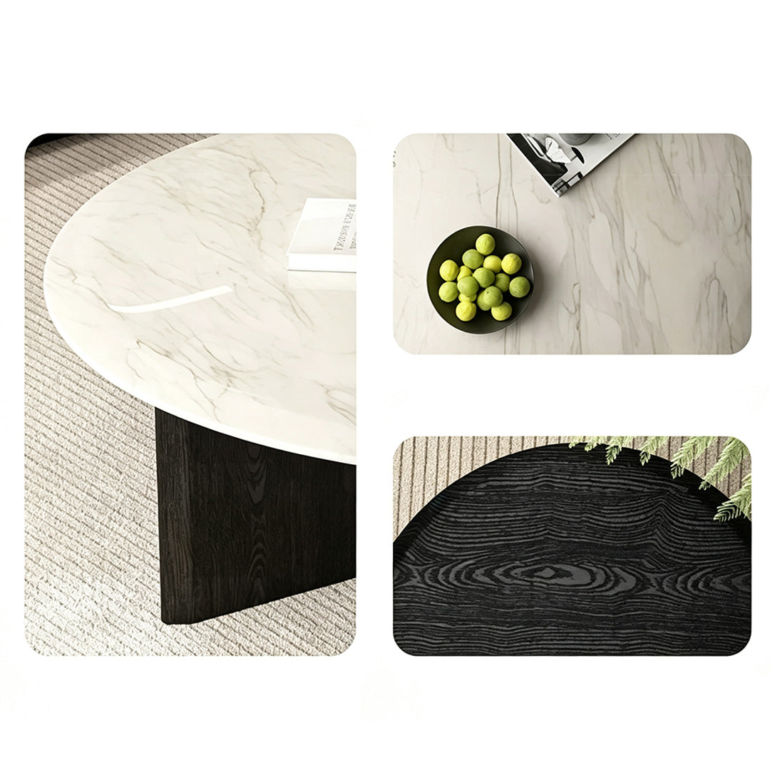 Fletcher Marble-effect White And Ebony Round Coffee Table