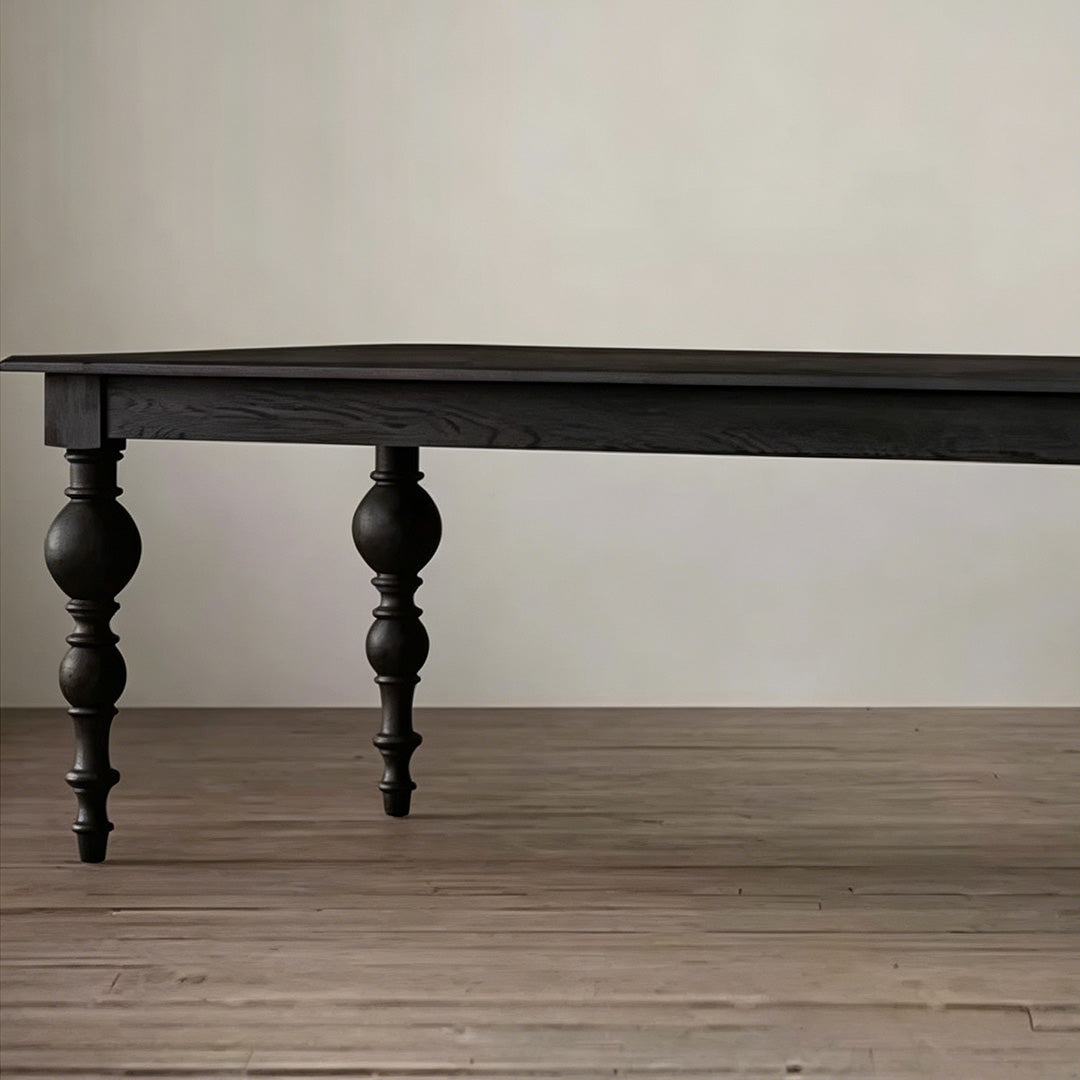 Dane Matte Black Turned Leg Dining Table