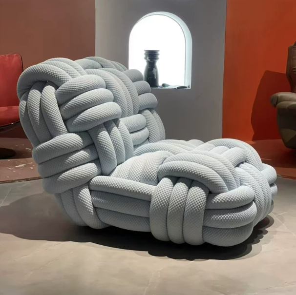 Nordic Knitty Knotted Woven Sofa Chair Living Room Designer Moooi Knitted Leisure Chair Unique Beanbag Chair