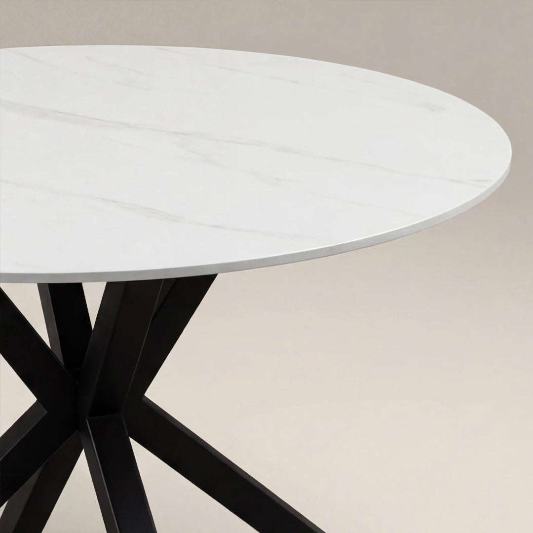 Stratton White Marble Effect Round Dining Table