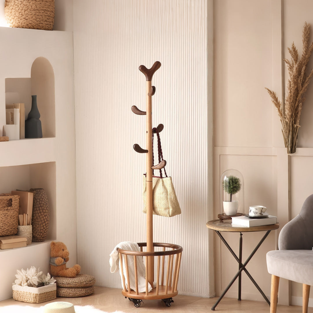 Julian Two-tone Wood Coat Stand With Basket