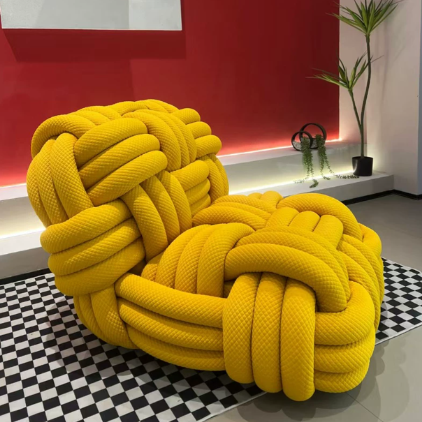 Nordic Knitty Knotted Woven Sofa Chair Living Room Designer Moooi Knitted Leisure Chair Unique Beanbag Chair
