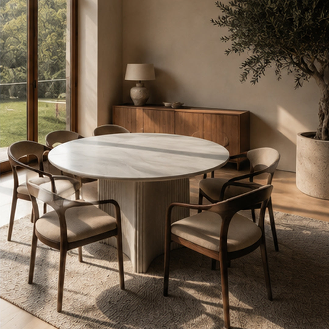 Marcellus White Marble Round Dining Table