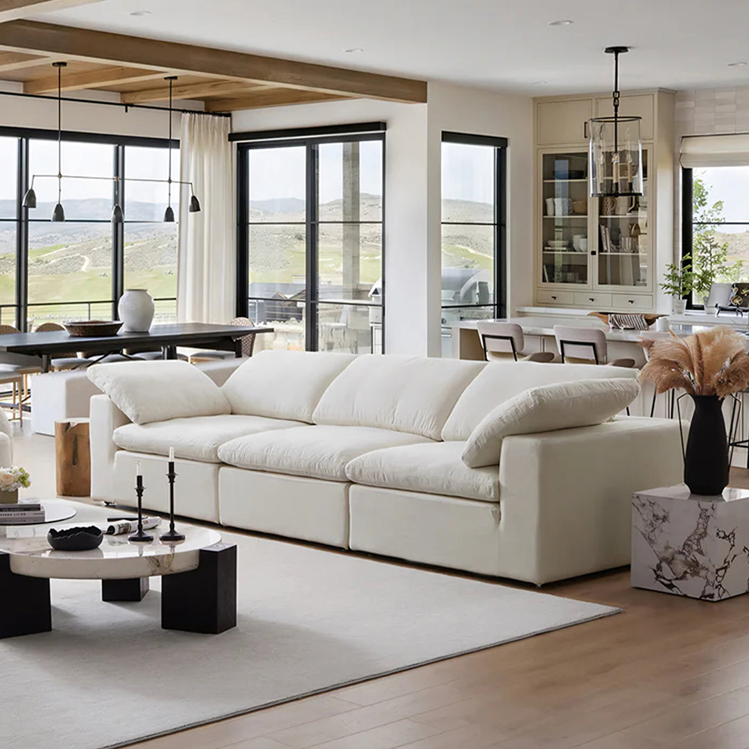 Farid Two Seater, Three Seater Sofa, Modular Sofa, White Linen-Weilai Concept