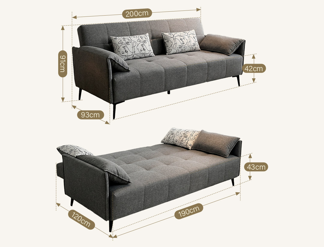 Kiro Sofa Bed Two Seater Sofa Bed, Linen