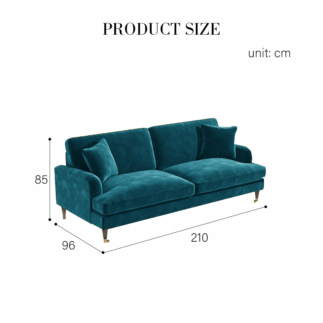 Ismail Two Seater Sofa, Loveseat, Velvet-Weilai Concept