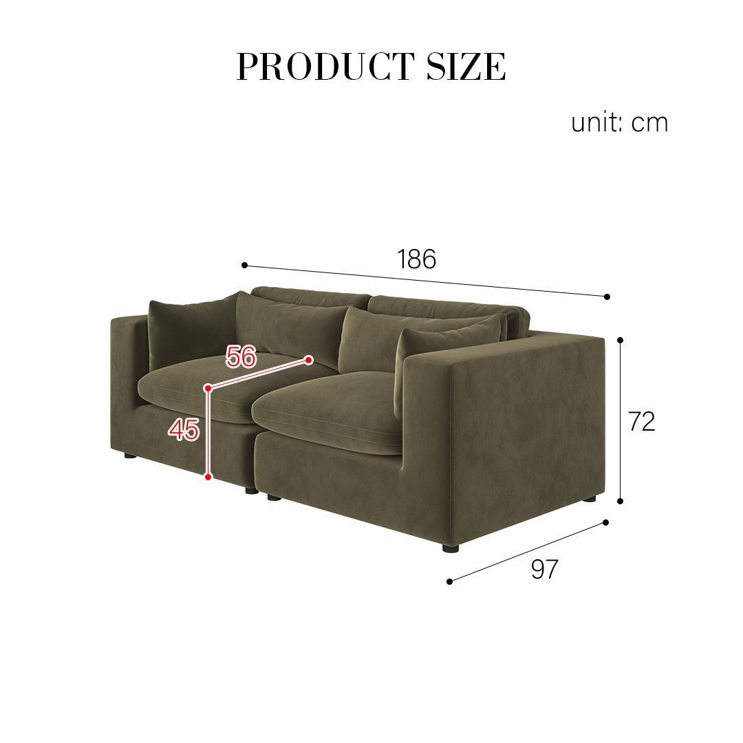 Makhmudov Loveseat Sofa, Two Seater Sofa, Velvet-Weilai Concept