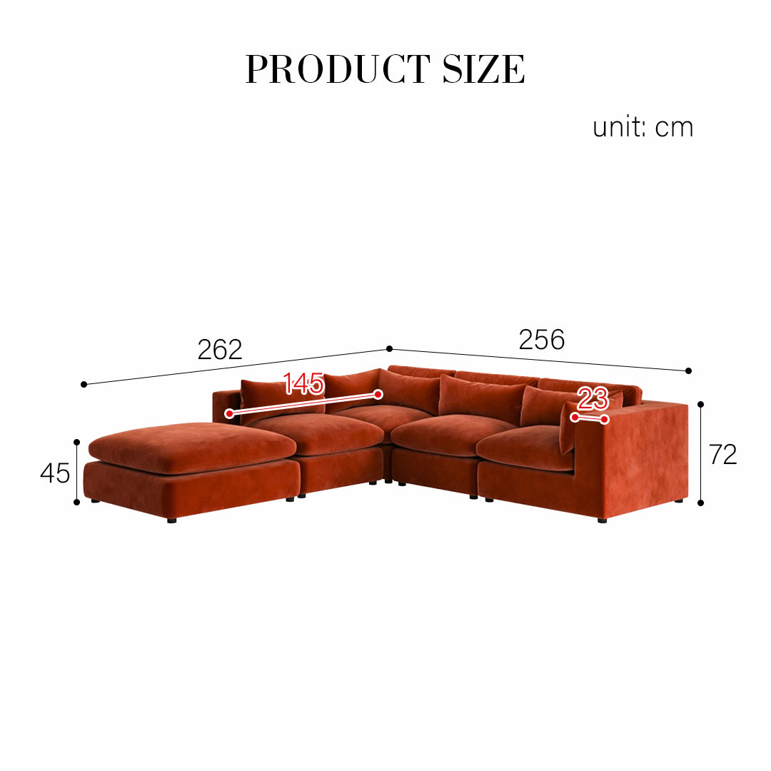 Ranjan Three Seater Corner Sofa, Red Velvet with leather corner sofas under 300