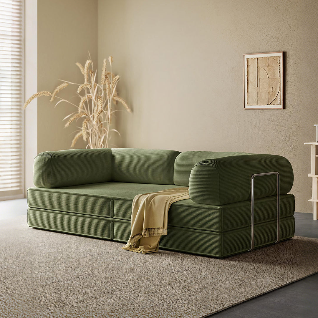 Van Buren Foldable Lazy Sofa Bed, Corduroy - synthetic leather sofa bed