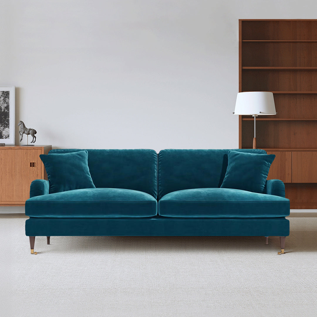 Ismail Two Seater Sofa, Loveseat, Velvet-Weilai Concept