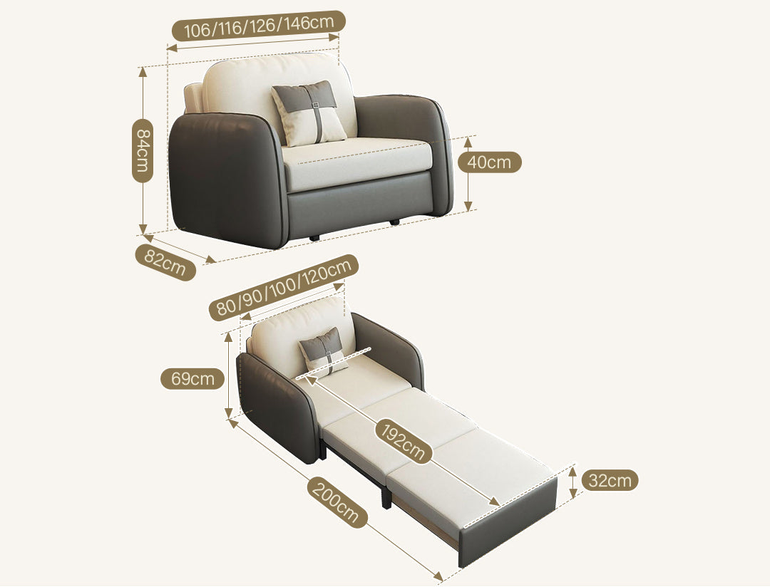 Caio Single Sofa Bed, Leathaire (Orange / 106cm) Clearance