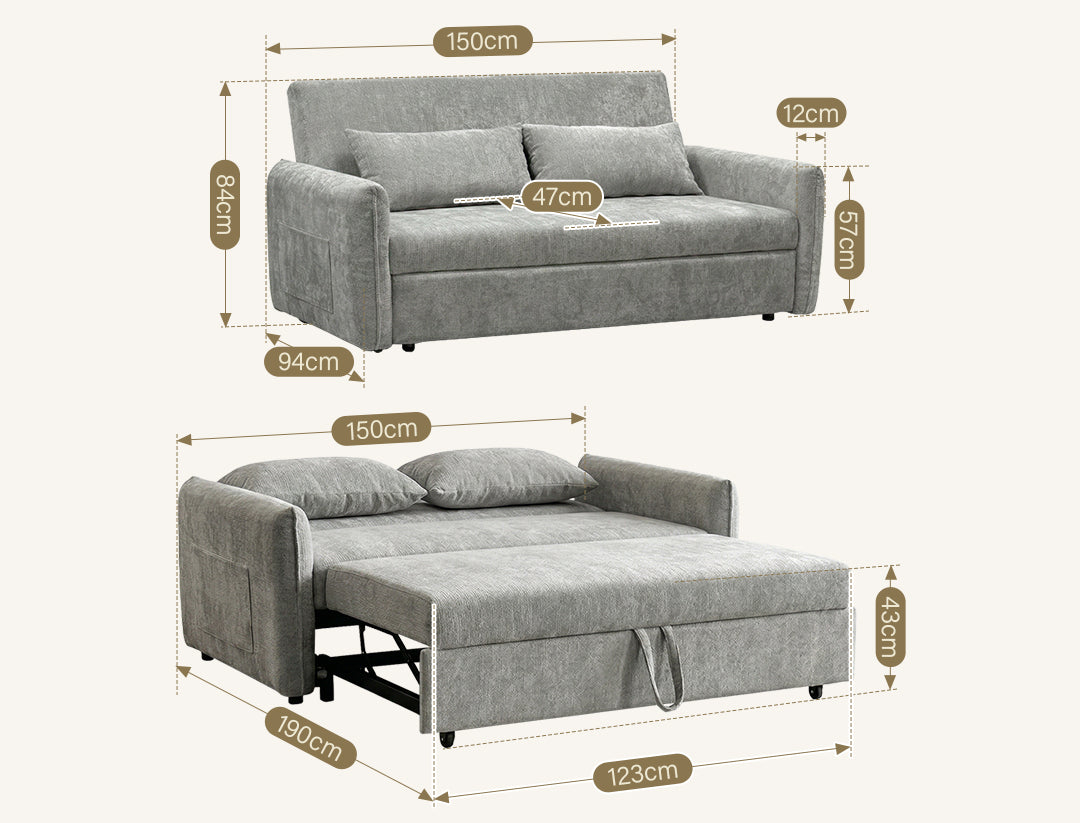Camden Sofa Bed Two Seater Sofa Bed, Chenille