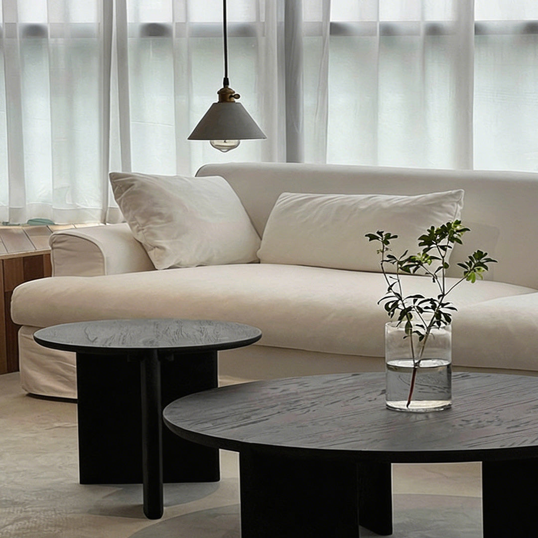 Camden Black Wood Round Coffee Tables Set