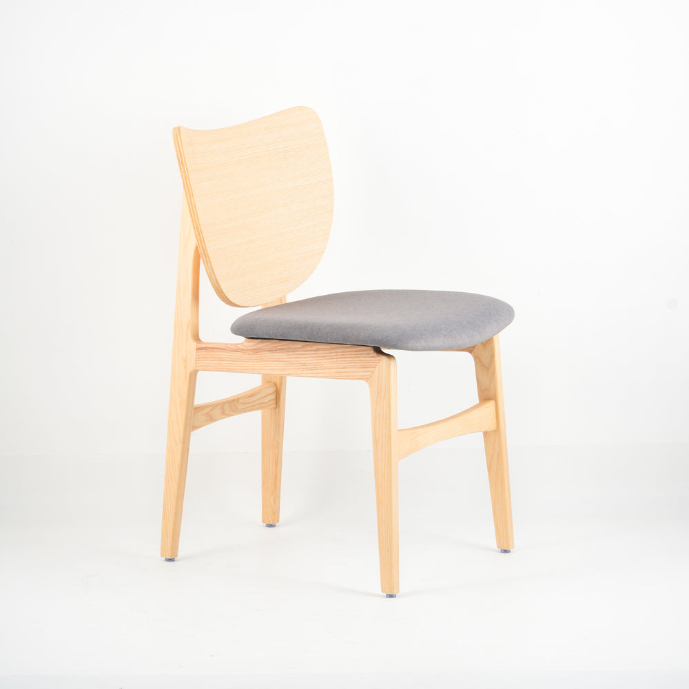 Larkspur Natural Ash Wood Dining Chair With Grey Fabric Seat