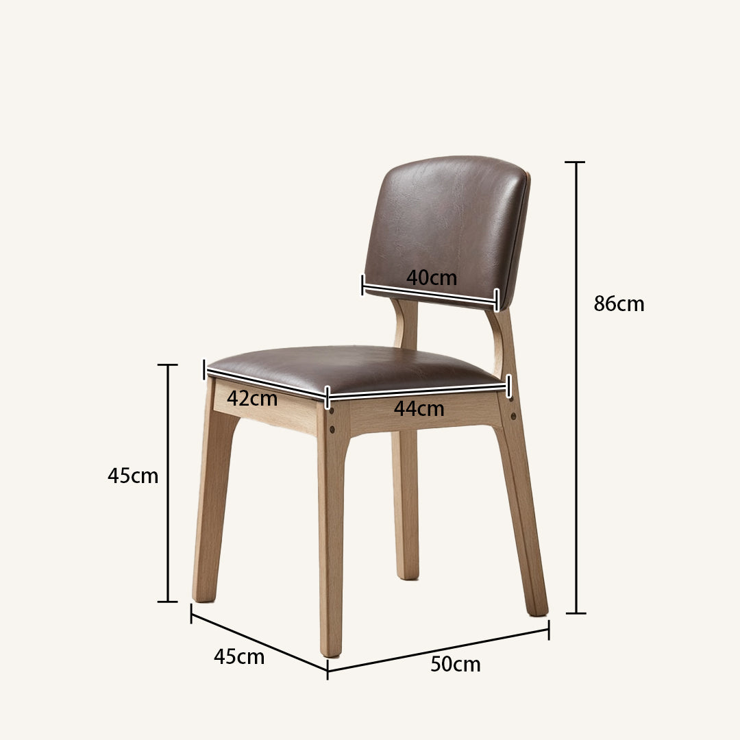 Benton Oak Frame Brown Faux Leather Dining Chair,Wood