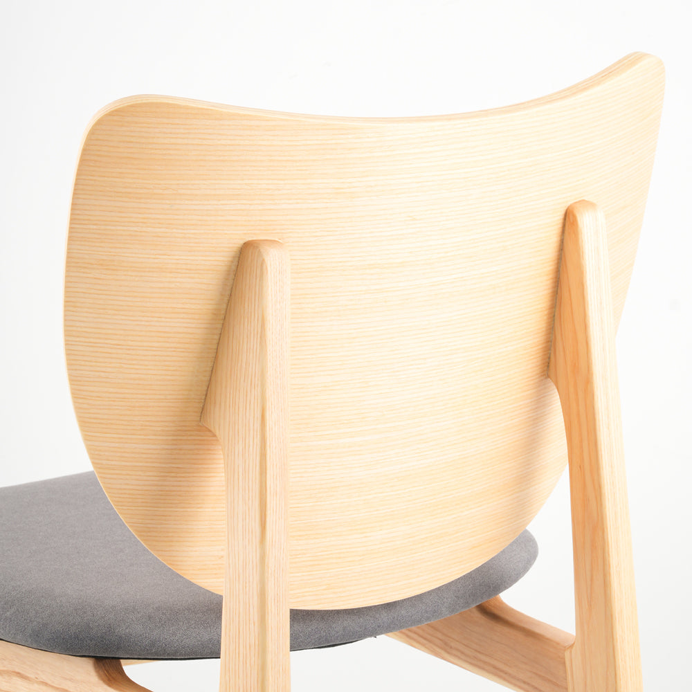 Larkspur Natural Ash Wood Dining Chair With Grey Fabric Seat