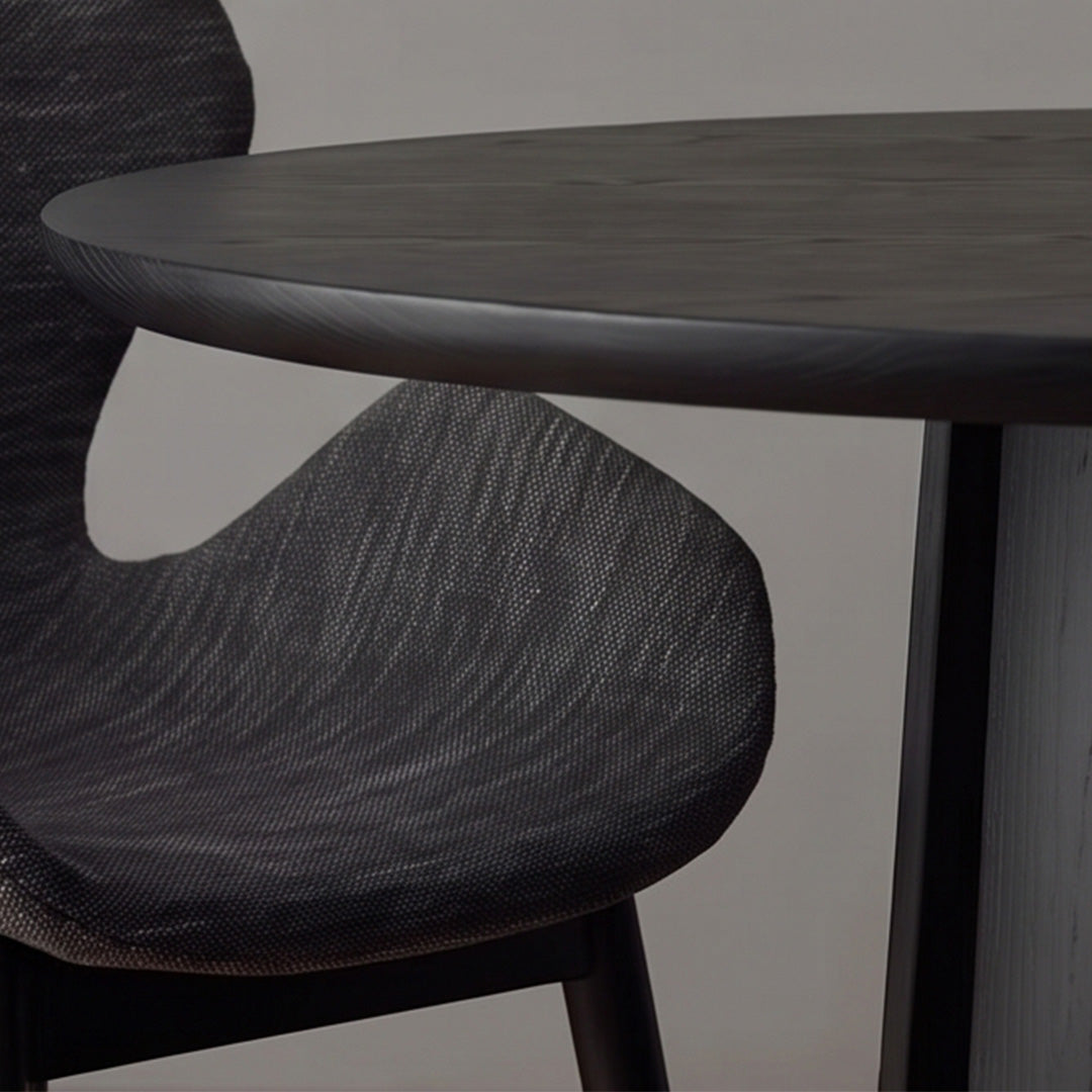 Landon matte black ash tabletop edge and grain detail