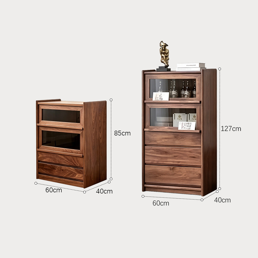 Hugo Walnut Glass-front Side Cabinet