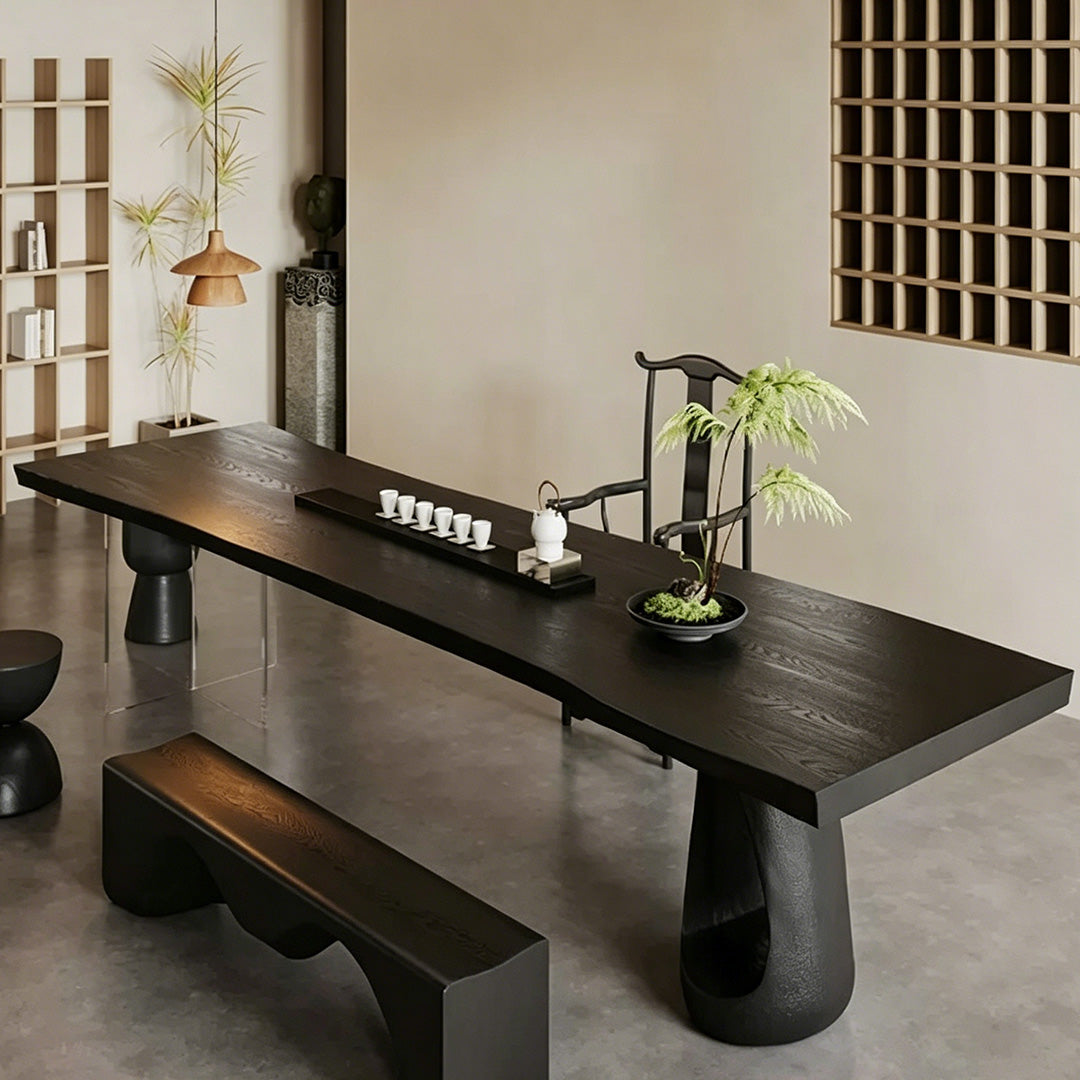 Byron Ebony Wood Sculptural Dining Table