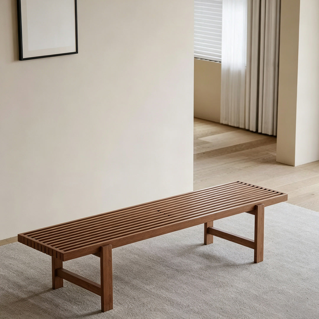 Jericho Ebony Wood Slatted Bench
