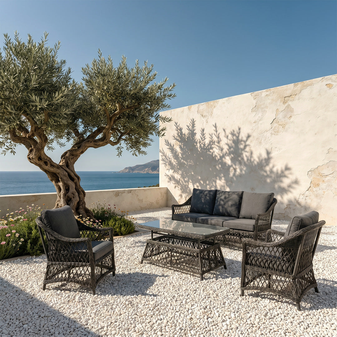 Samuel Natural Rattan Outdoor Sofa Set