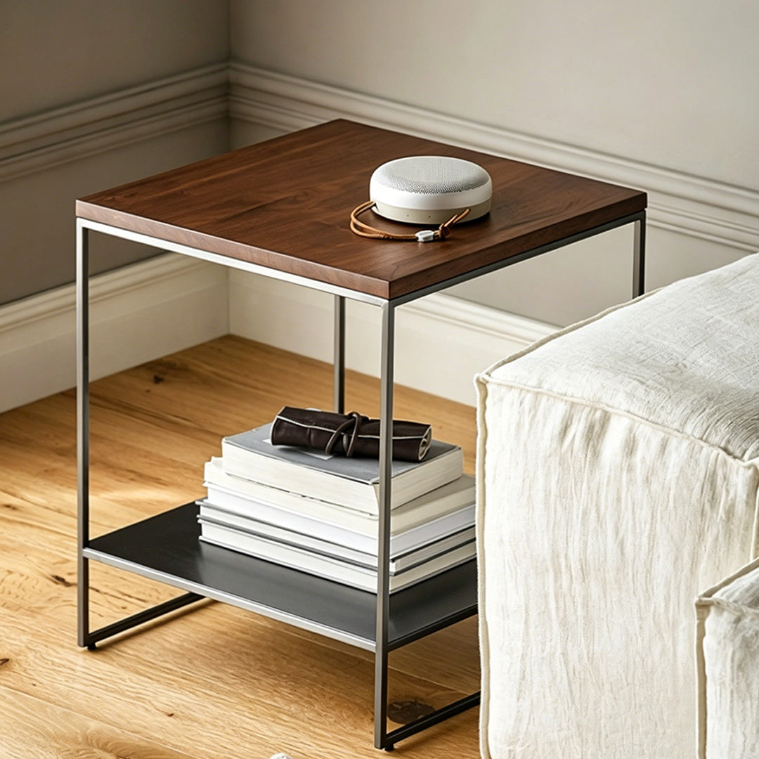 Barnaby Walnut And Metal Side Table