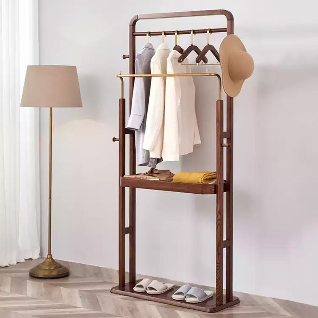 Signe Brown Wood And Brass Hall Tree