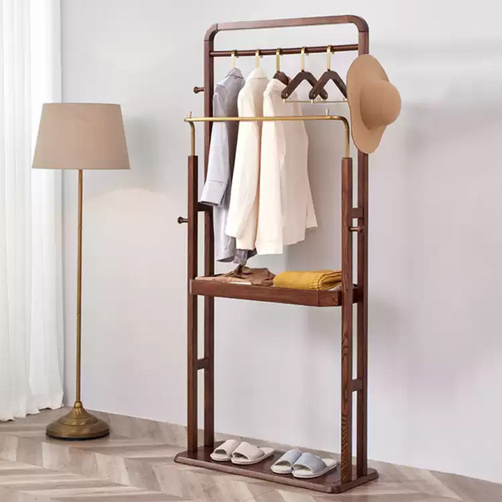 Signe Brown Wood And Brass Hall Tree