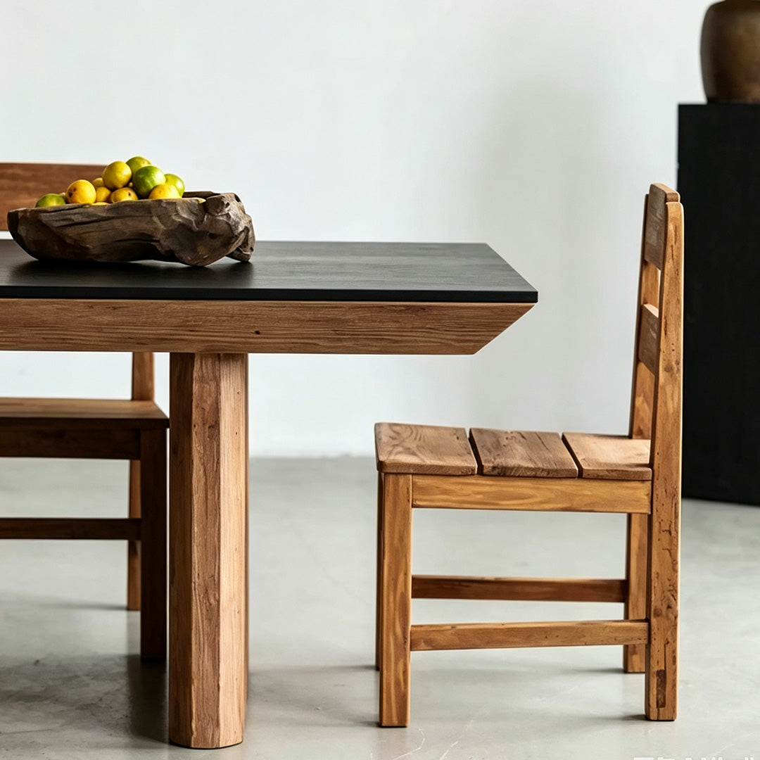 Hugh Natural Wood And Matte Black Dining Table