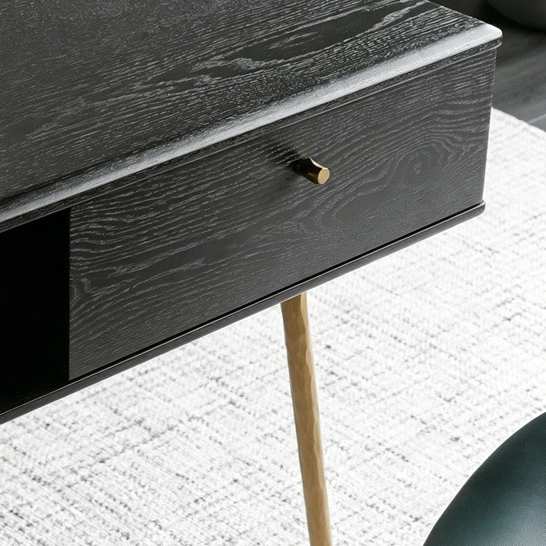 Kenneth Black Oak And Brass Office Desk