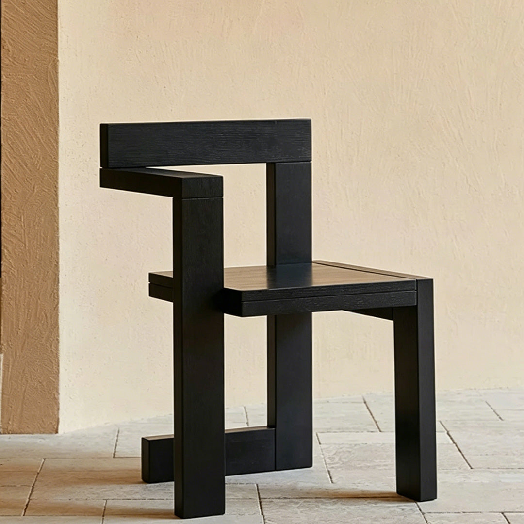 Brock Black Oak Geometric Armchair