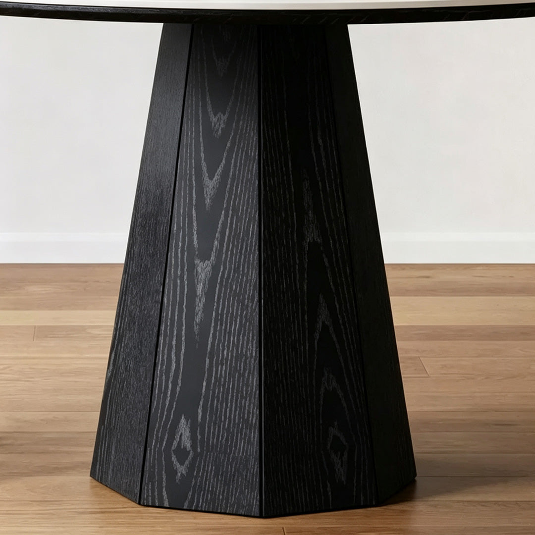Jenson Black Wood And Light Cream Round Dining Table