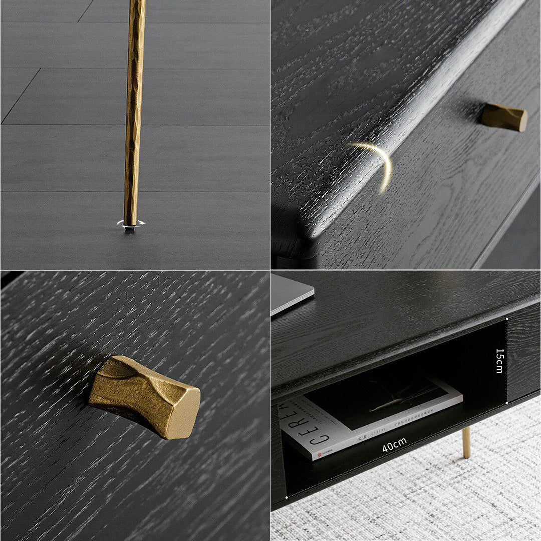 Kenneth Black Oak And Brass Office Desk