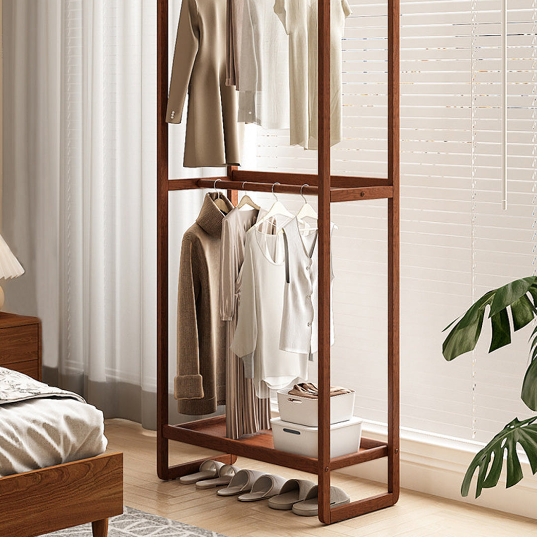 Svea Walnut Open Wardrobe With Shelves And Drawers