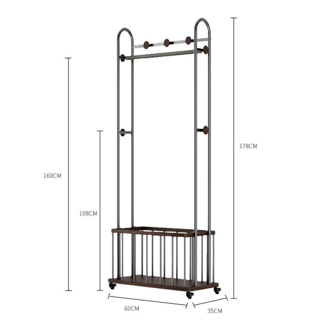 Celeste Espresso And Steel Freestanding Garment Rack