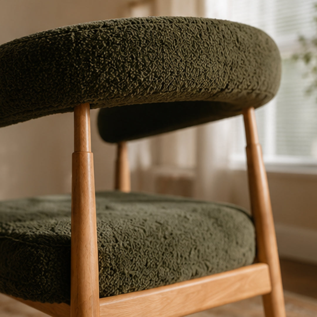 Evergreen Cove Boucle Armchair,Wood