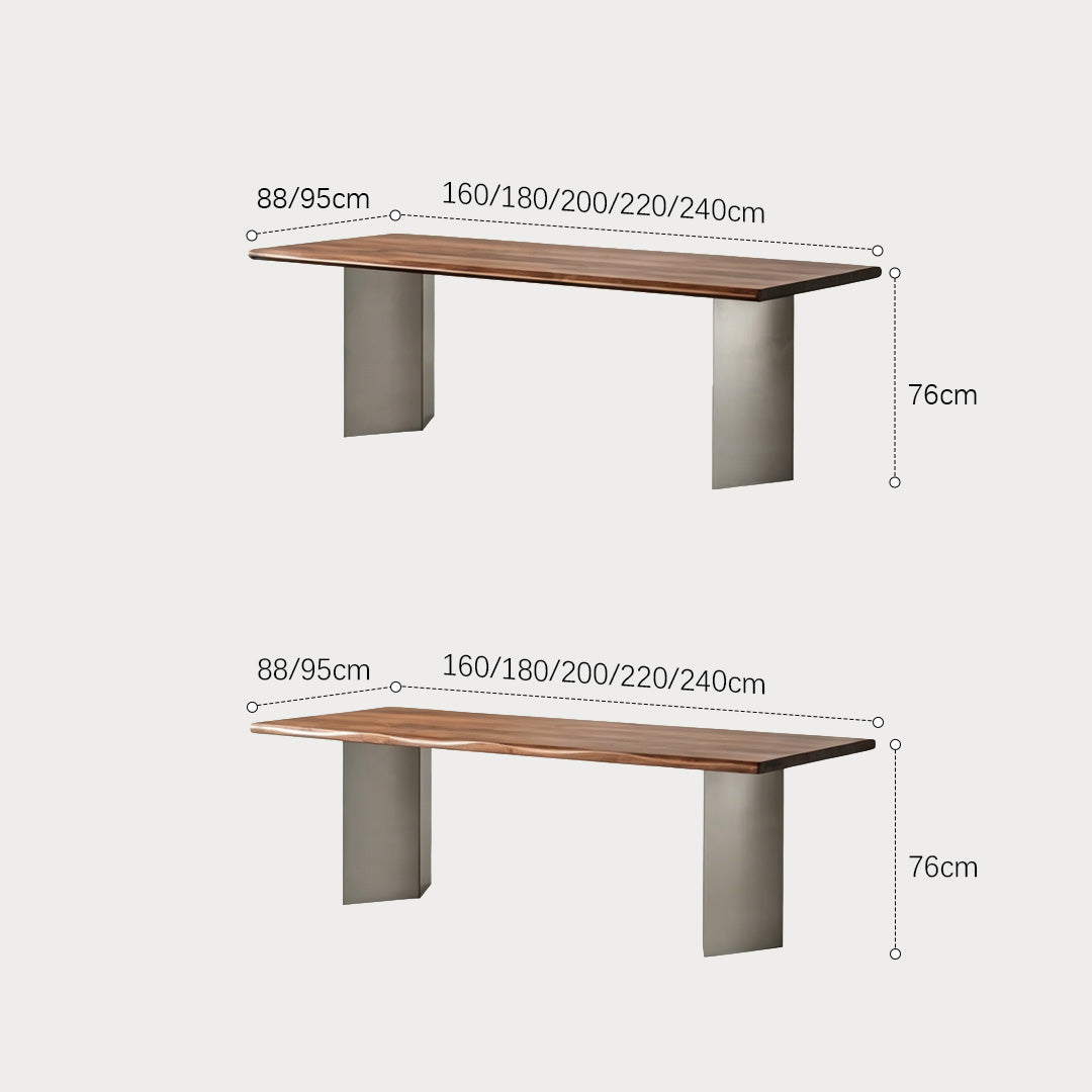 Rhys Walnut Dining Table With Metal Pedestal Base