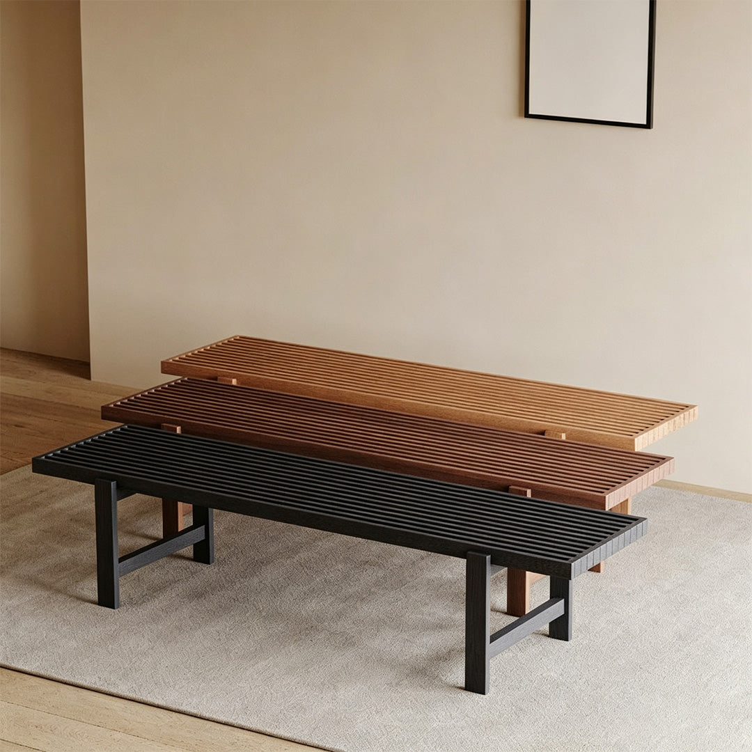 Jericho Ebony Wood Slatted Bench