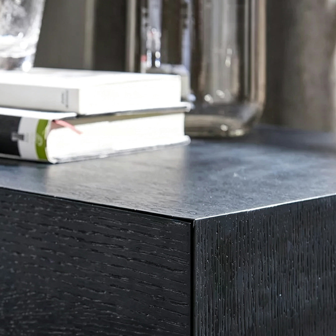 Fabian Black Oak Bedside Table With Drawer