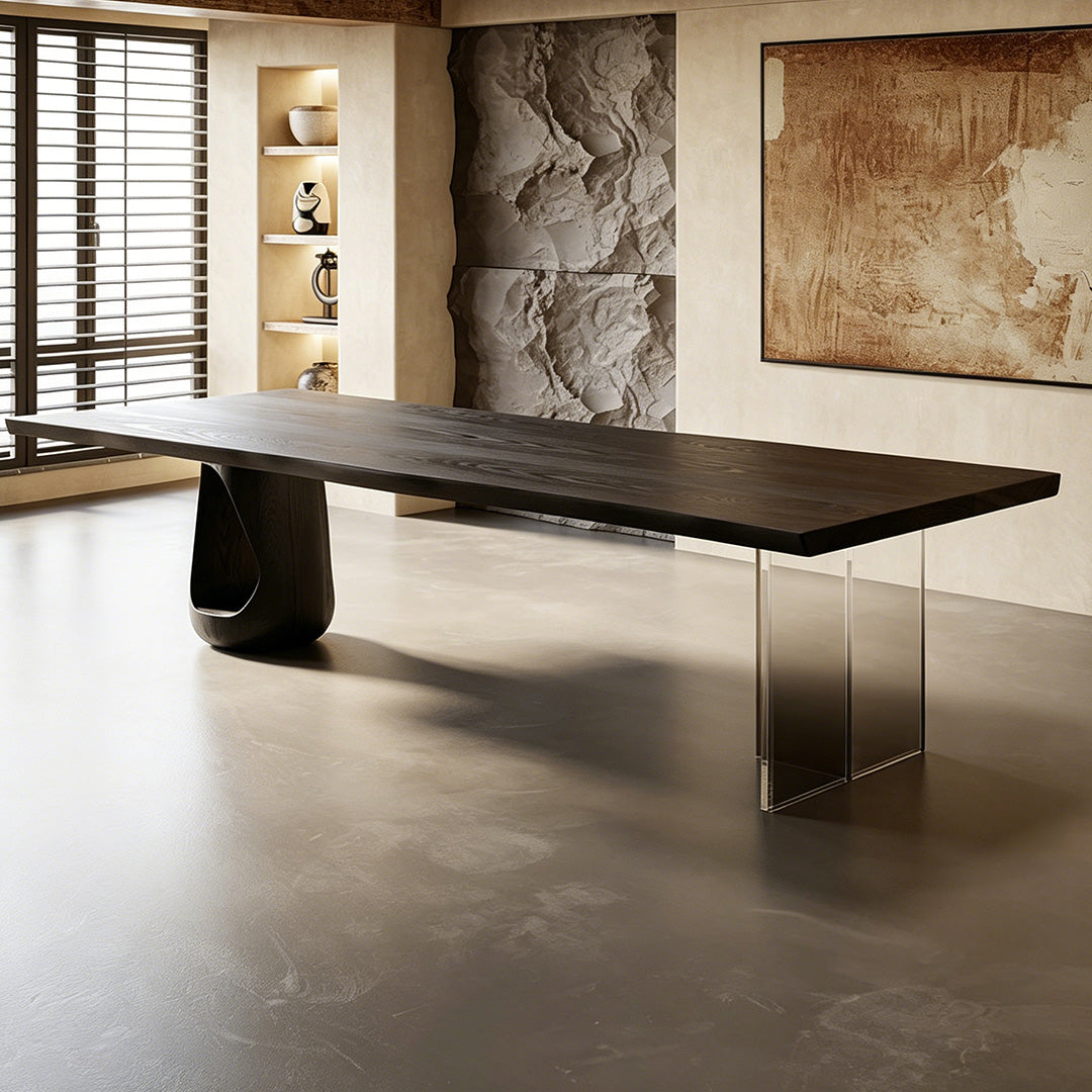 Bram Black Solid Wood Dining Table