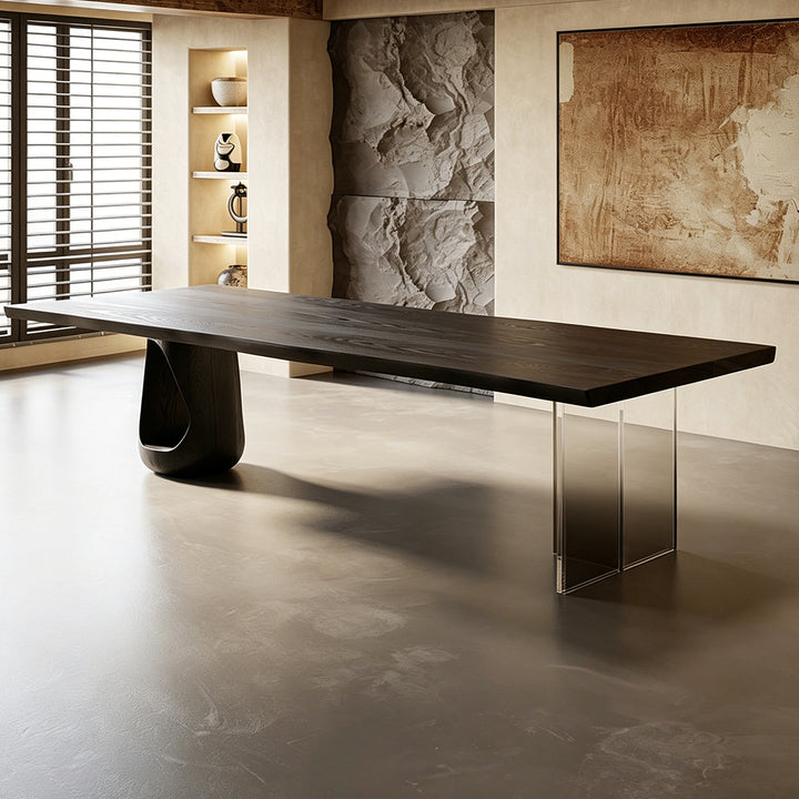Bram Black Solid Wood Dining Table