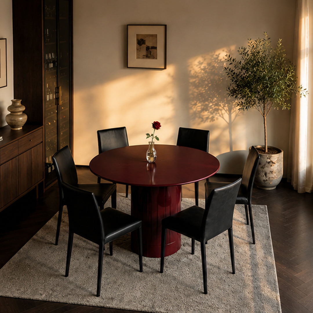 Laurel Gloss Burgundy Round Dining Table