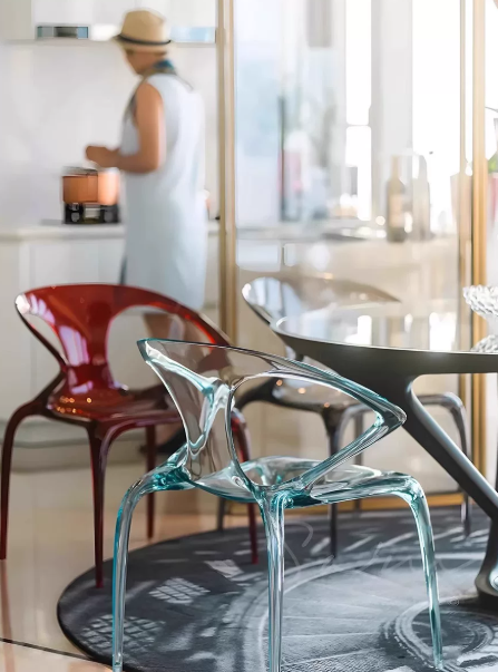Acrylic transparent chair, home dining chair, Nordic creative design crystal chair, AVA chair, light luxury backrest chair.