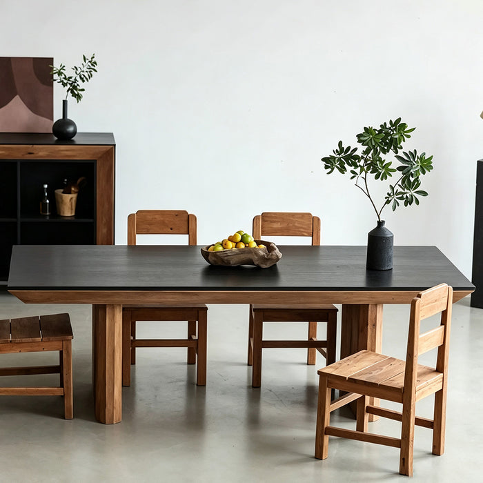 Hugh Natural Wood And Matte Black Dining Table