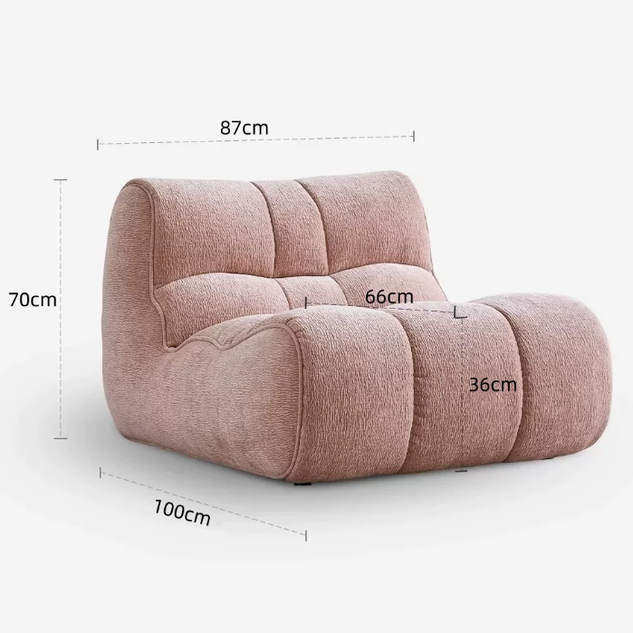 Freehand Caterpillar Sofa for Bedroom and Living Room, Creamy Style Lazy Relaxing Single Recliner