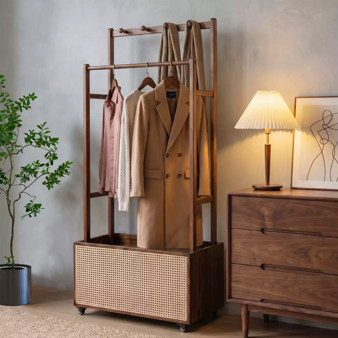 Victoire Walnut Finish Freestanding Coat Rack