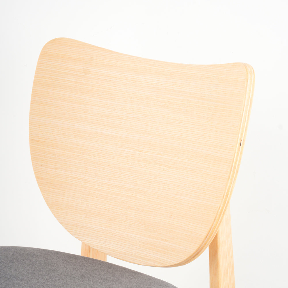 Larkspur Natural Ash Wood Dining Chair With Grey Fabric Seat