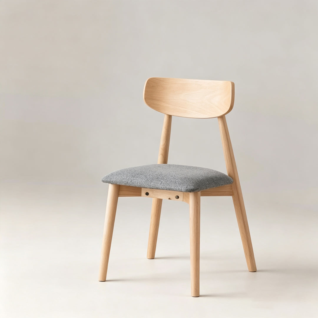 August Natural Wood And Grey Fabric Dining Chair