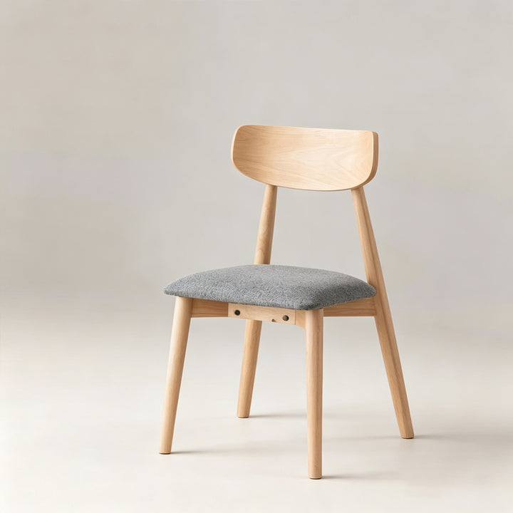 August Natural Wood And Grey Fabric Dining Chair